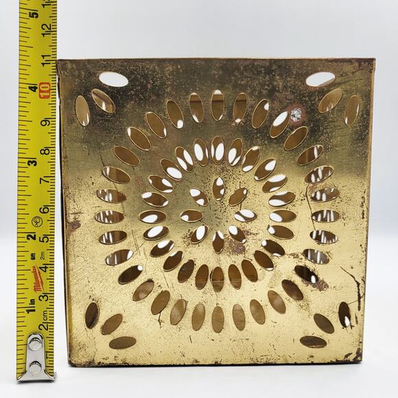 Vtg Teleflora Gold-Tone Brass Reticulated Cube Decorative Cutout Candle Holder - Picture 4 of 4